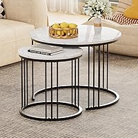 Garden 4 you Couchtisch Rund, Satztisch 2er Set, Wohnzimmertisch Modern, Couchtisch aus Holz, Beistelltisch Set Rund, Kaffeetisch, Sofatisch, Tischkombination fürs Wohnzimmer Büro Balkon (Schwarz)