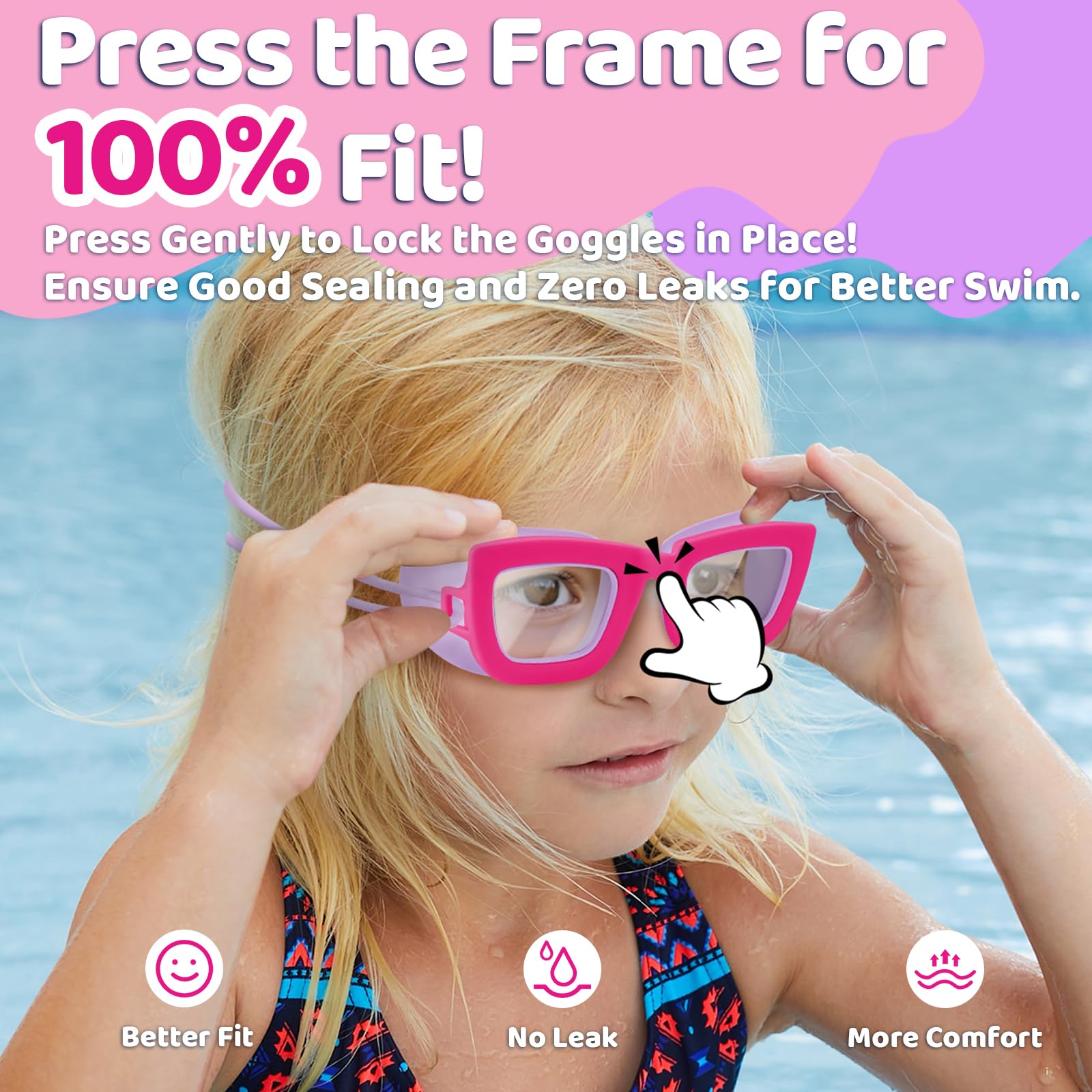 Vvinca Lot de 2 paires de lunettes de natation pour enfants avec sangle élastique, anti-buée/UV pour enfants de 3 à 10 ans