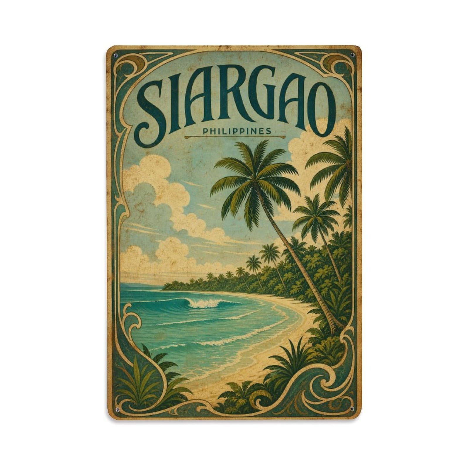 Metal Tin Sign Vintage Travel Philippines Siargao