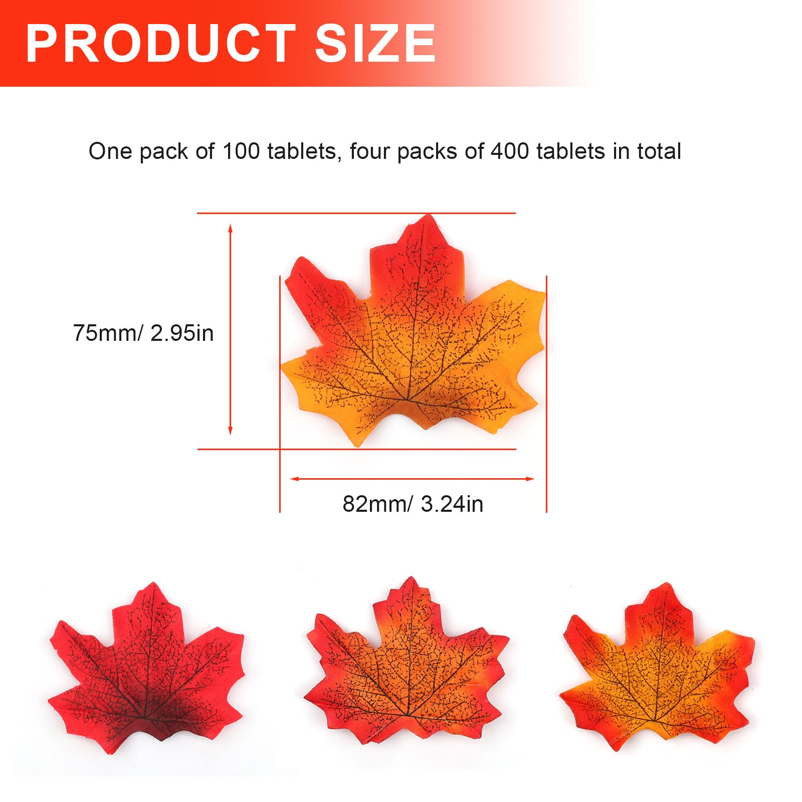 400 Foglie D'Acero Artificiali Autunnali – Multicolori 8 Cm – Per Decorazioni Feste, Scrapbooking, Halloween - 2
