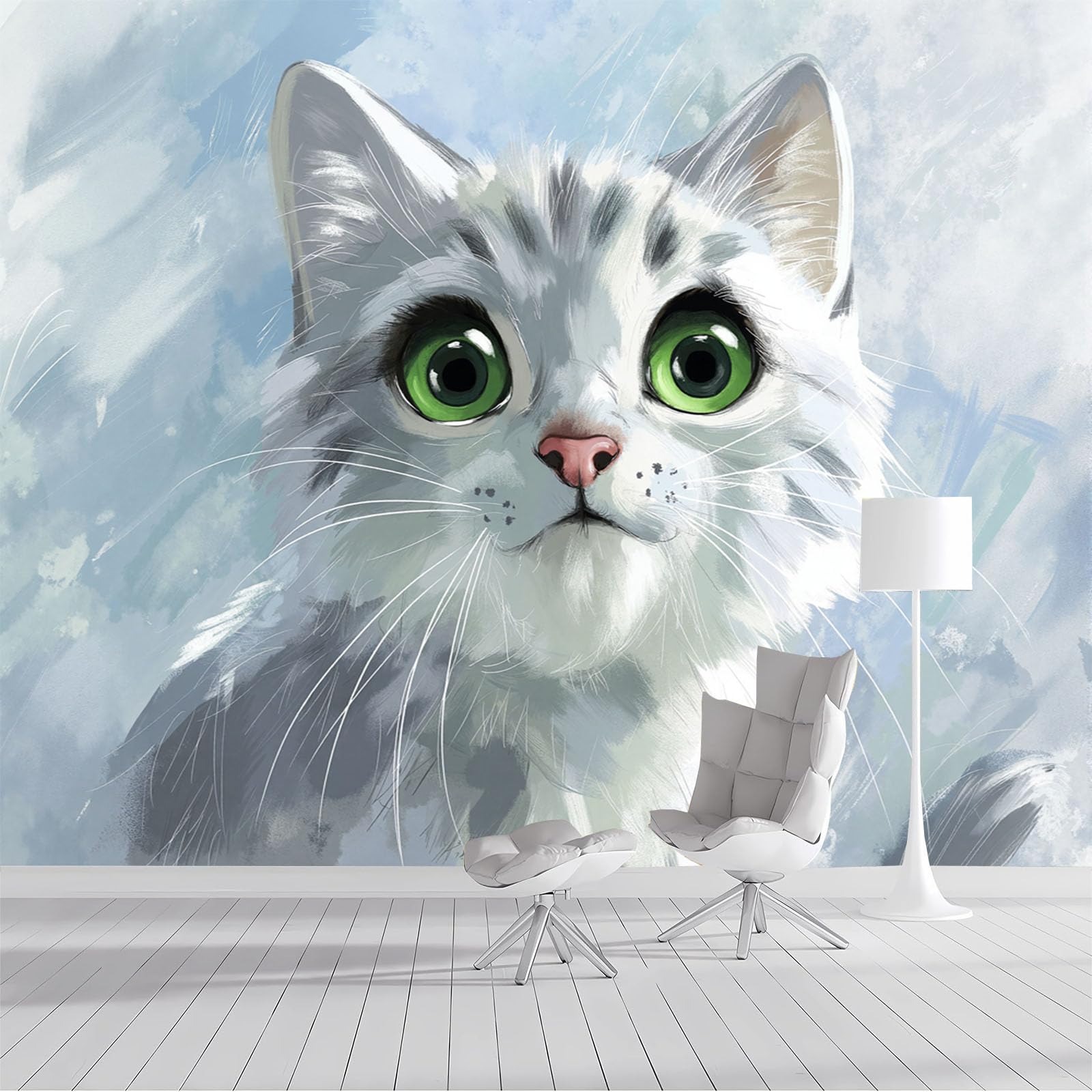 Papier peint panoramique chats mignons 300x210cm pour chambre d'enfant et salon