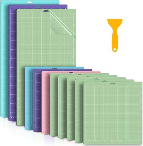 Soaoo 11 alfombrillas de corte para manualidades, máquina de manualidades, alfombrillas de corte adhesivas fuertes estándar con raspador para