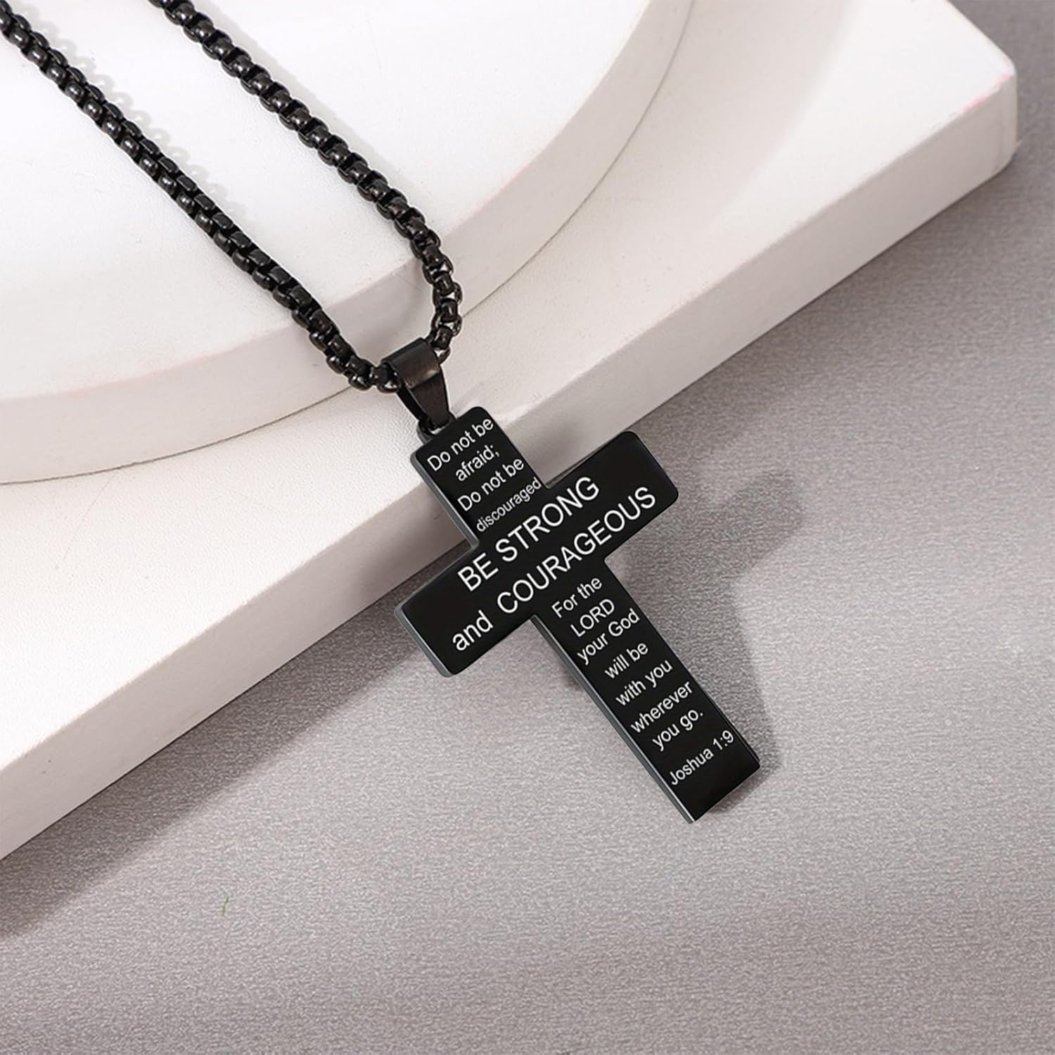 To My Son Necklace Baseball Cross Necklace for Men Stainless Steel Cross Pendant Chain Inspirational Bible Verse Religious Gift - Image 5