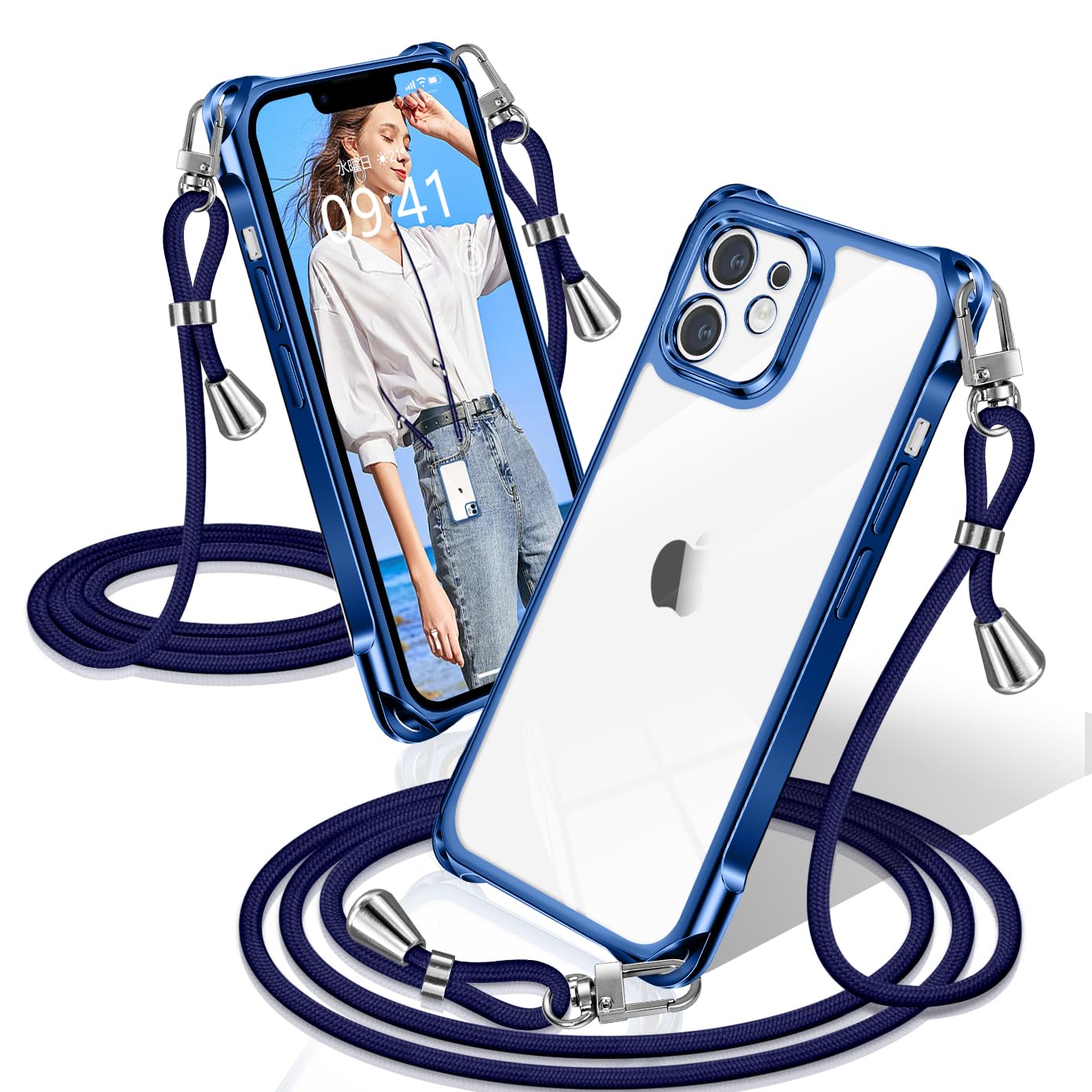 XIOYATY 用の iPhone 15 ケース クリア ショルダー 耐衝撃 ア…
