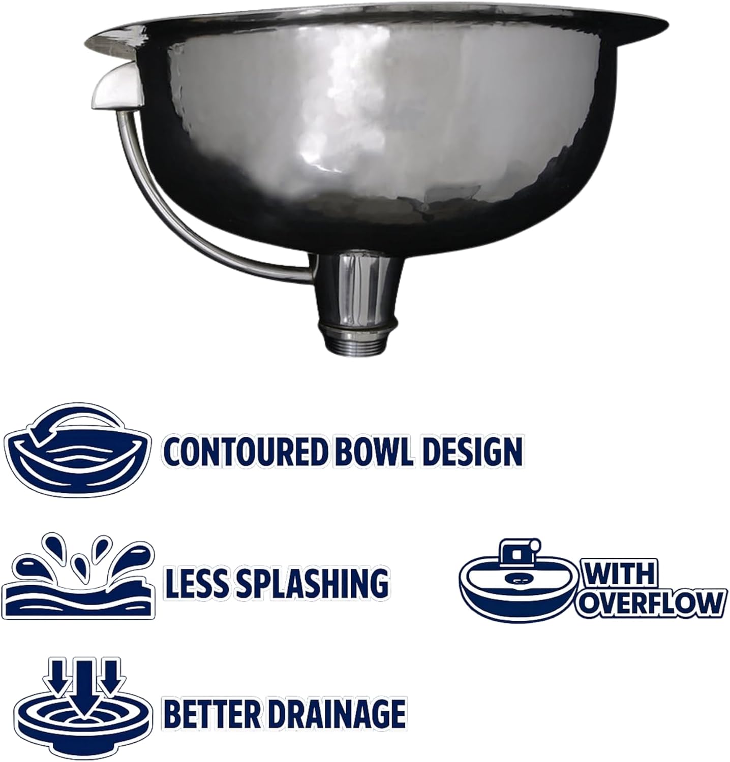 Nantucket Sinks Hand Hammered Stainless Steel Bathroom Sink – 17.75x13.75" Oval Bowl Bath Vanity Sink, Drop In or Undermount, w/Overflow, Handmade, 18 Gauge, Interior Damp – OVS-OF Brightwork