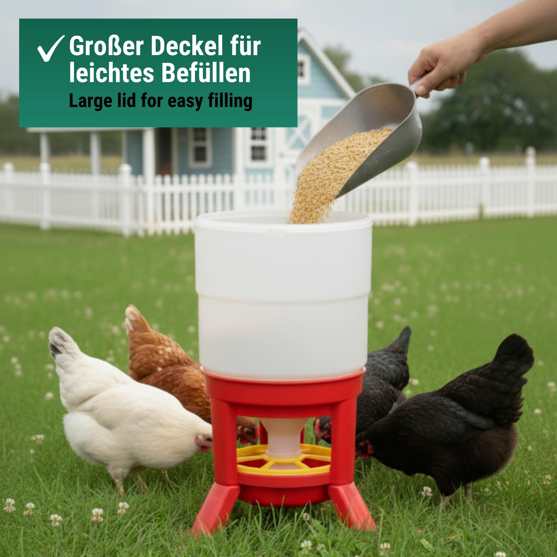Agrarzone Hühner Futterspender 50 L Metall Futterautomat Geflügel
