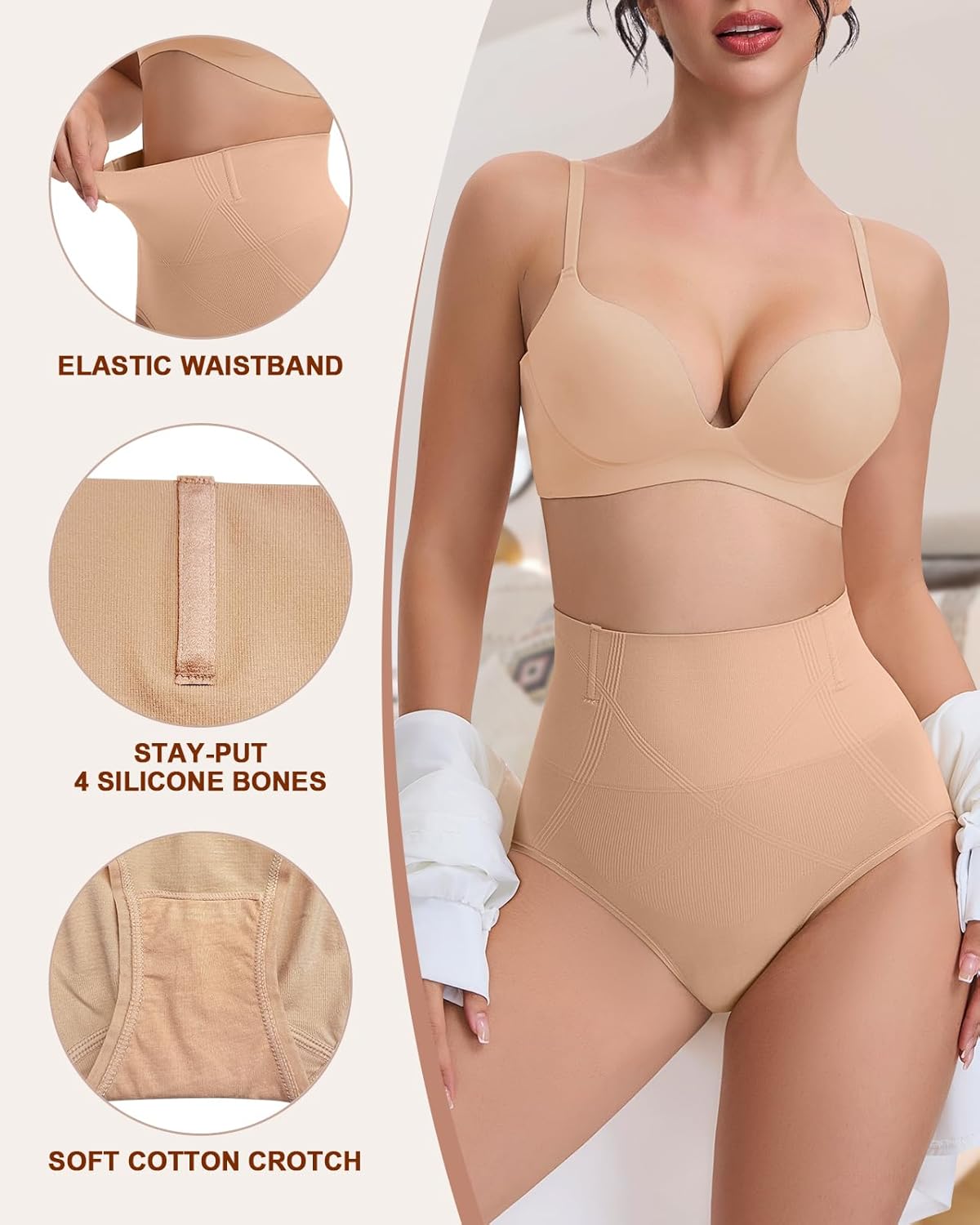 WOWENY Tummy Control Underwear for Women Shapewear High Waisted Body Shaping Briefs Seamless Panty Girdle - Image 4