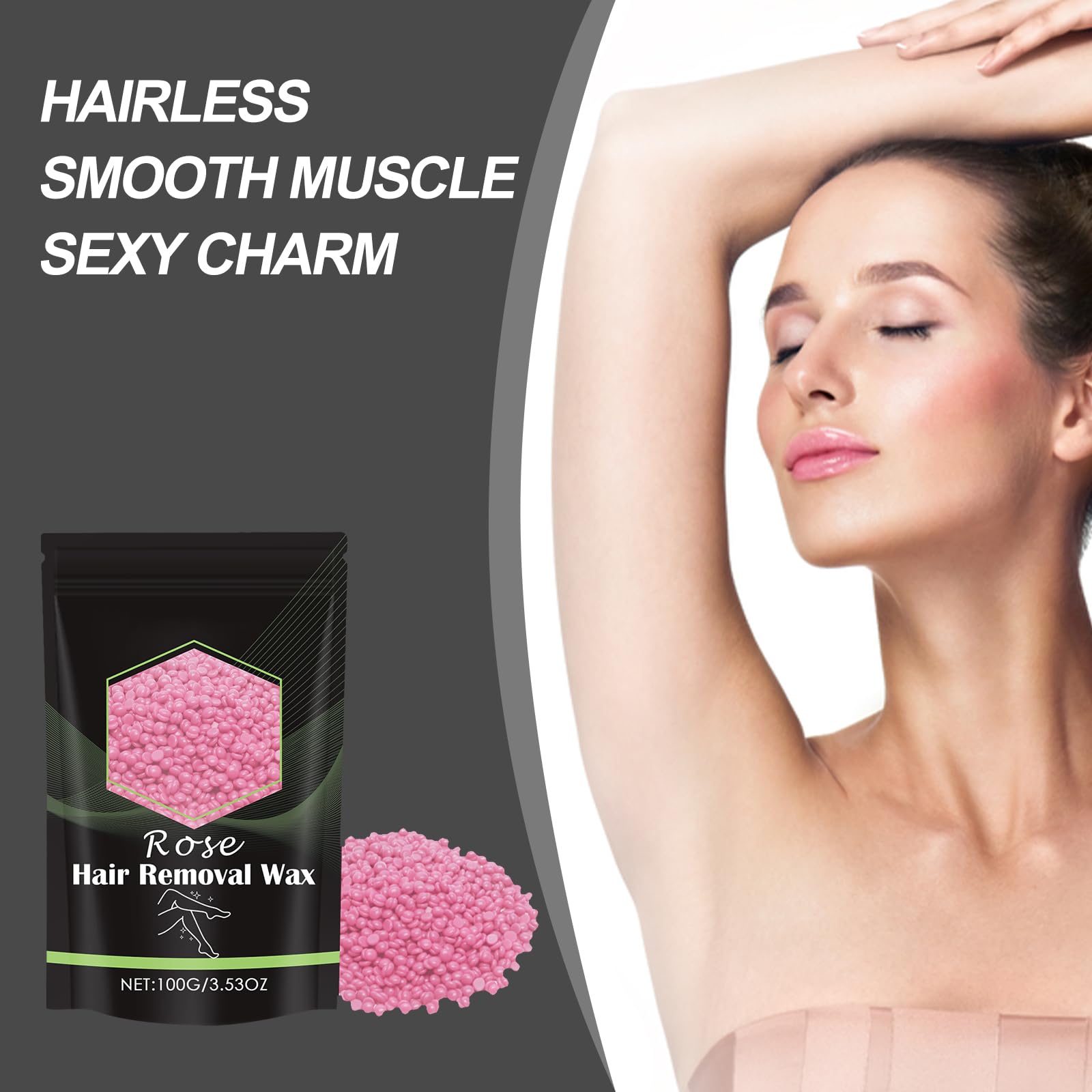 Perlas de Cera Depilatoriam, Cera Depilatoria en Perlas, Kit de Cera Avanzado Sin Bandas, Profesional Perlas de Cera Depilatoria Caliente, Cara, Cuerpo, Bikini, y Depilación Íntima Rosa