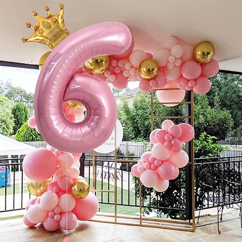 Miniatura 3 de Globo rosa de 40 pulgadas con número 8 y corona pequeña para decoraciones de fiesta de cumpleaños, decoraciones de fiesta de cumpleaños de 8 años,