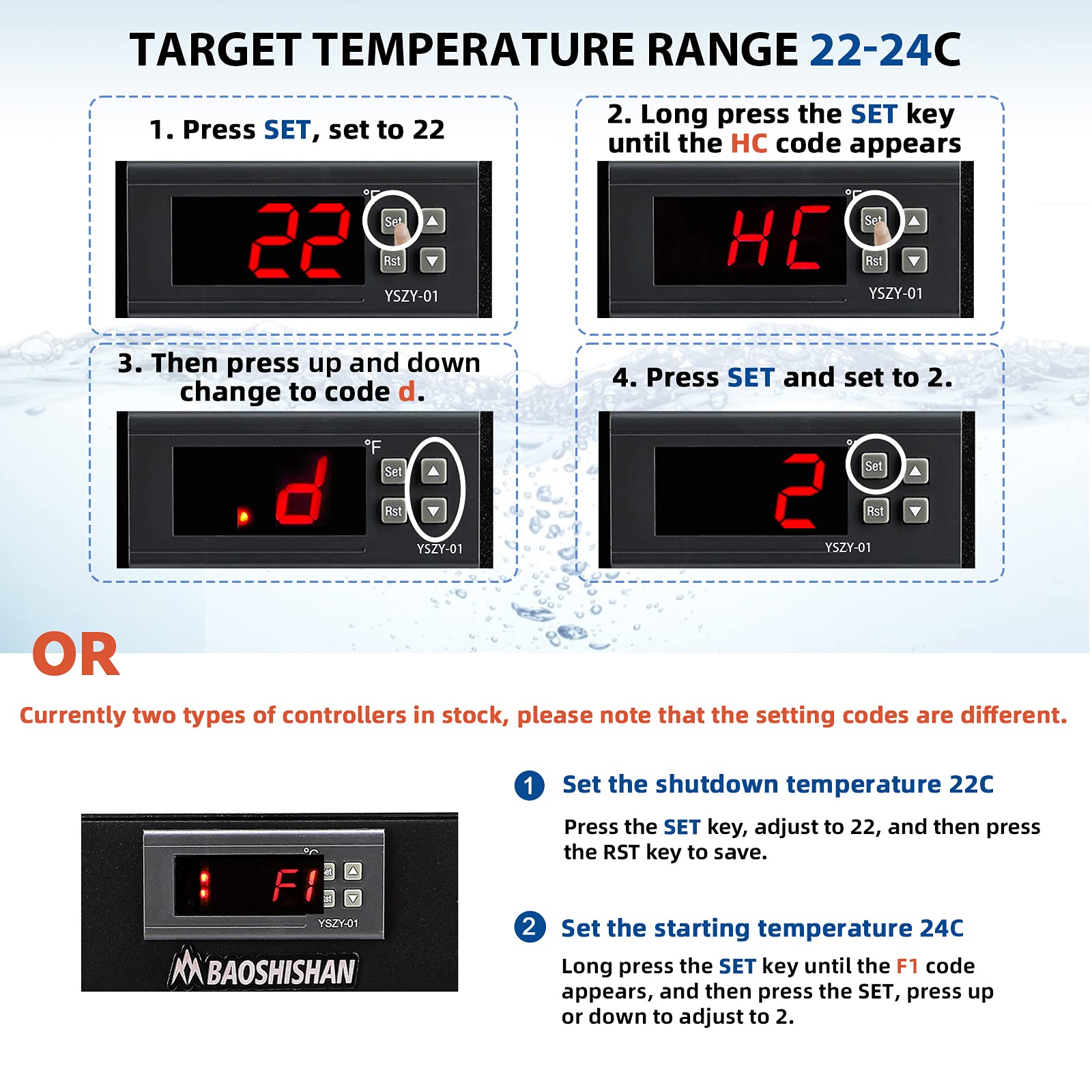 BAOSHISHAN 300L Aquarium Chiller 75gal 1/3 HP Fish Tank Chiller Special
