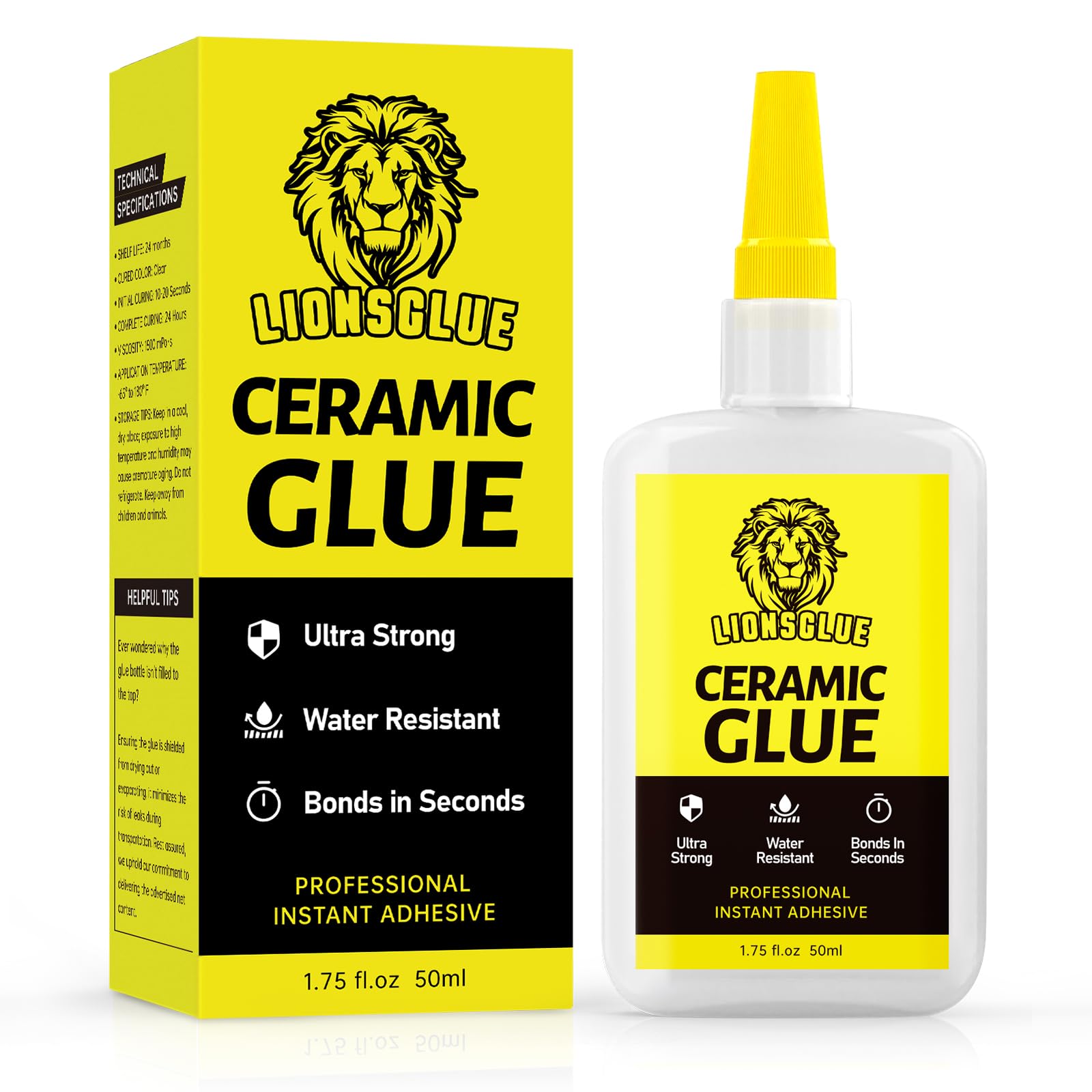 50g Super Ceramic Glue for Ceramics, Repair for Porcelain and Pottery, Instant CA Glue for Ceramic, Plastic, Wood, Metal, Glass, Vase, Coffee Mugs, Dishes, DIY Crafts