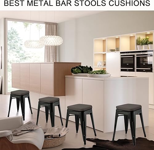 Miniatura 2 de BUYUE Juego de 4 cojines magnéticos antideslizantes mejorados para taburetes de bar, de piel sintética de lujo, impermeables, para taburetes de