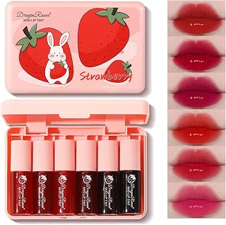 Eakroo 6 Colors Lip Tint Stain Mini Liquid Lipstick - Waterproof Long Lasting Lip Gloss Blush Eyeshadow, Korean Makeup Non-Stick Cup