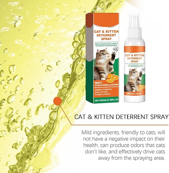 Cat Repellent Spray Natural Cat Deterrent Spray Indoor New Safe Formula Anti Scratch Cat Spray Cat Anti Scratch Spray to Stop Cats Scratching Furniture Indoor Outdoor Use Protects Sofas Rugs