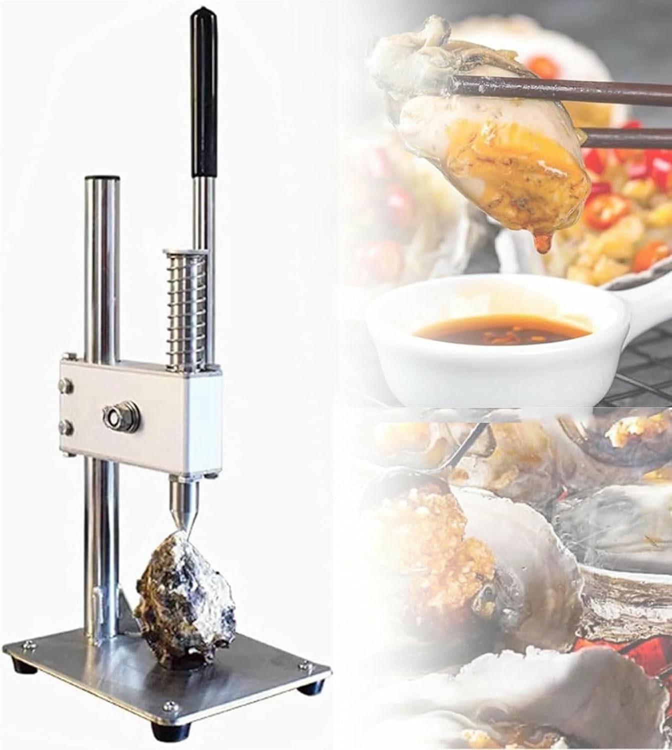 Professional Oyster Shell Opener, Stainless Steel Manual Oysters Hole Opening Machine,Adjustable Height Oyster Shucker Tool Set, for Home, Restaurant