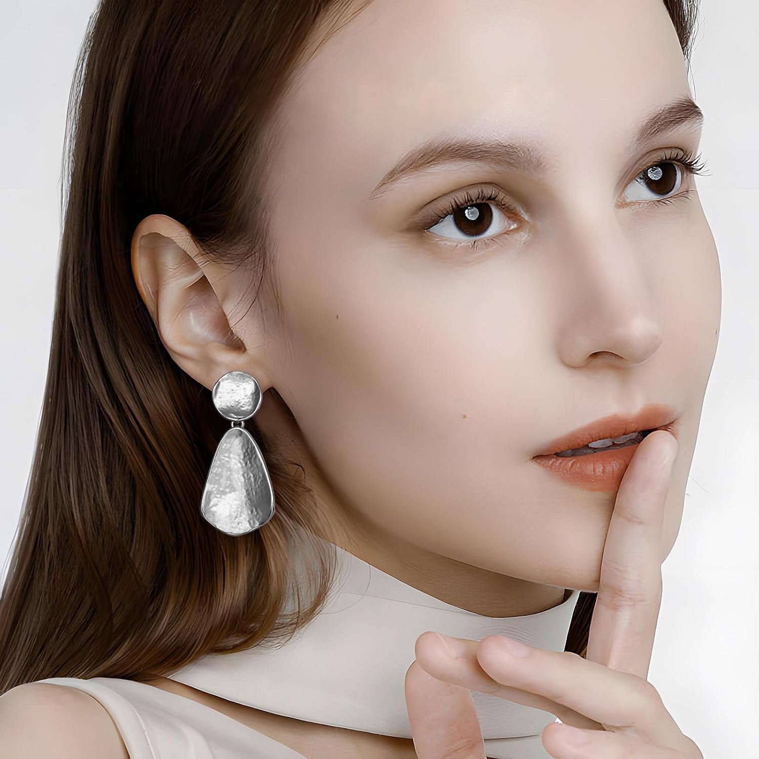 YUJIE Gold Plated Earrings for Women Geometric Chunky Dangle Earring Trendy Silvery Two-Tone Statement Jewelry - Image 3