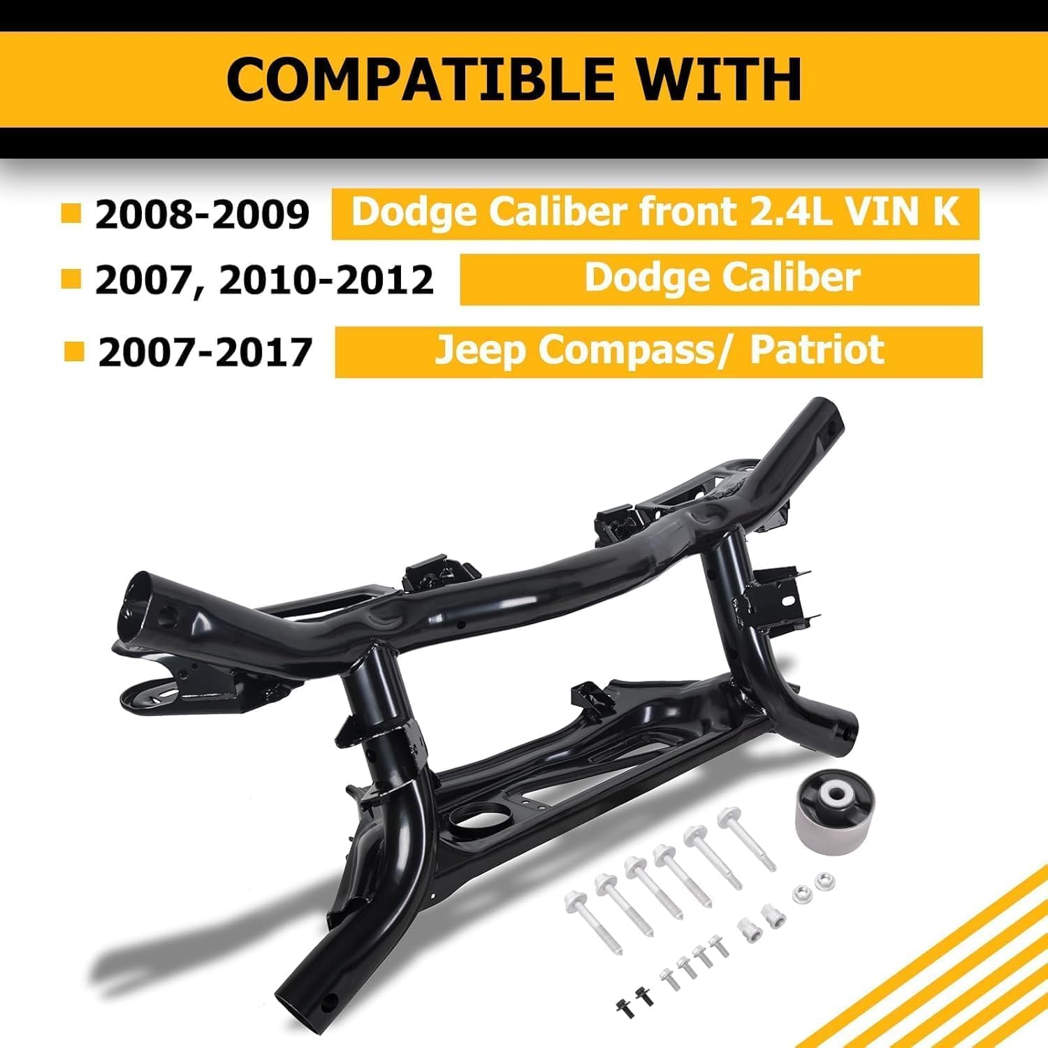 KUAFU Rear Crossmember Compatible with 2007-2017 Jeep Patriot Compass 2007-2012 Dodge Caliber Replacement for 68211932AB K-Frame Subframe Cross Member Suspension Steel Hardware Included 2 Packages