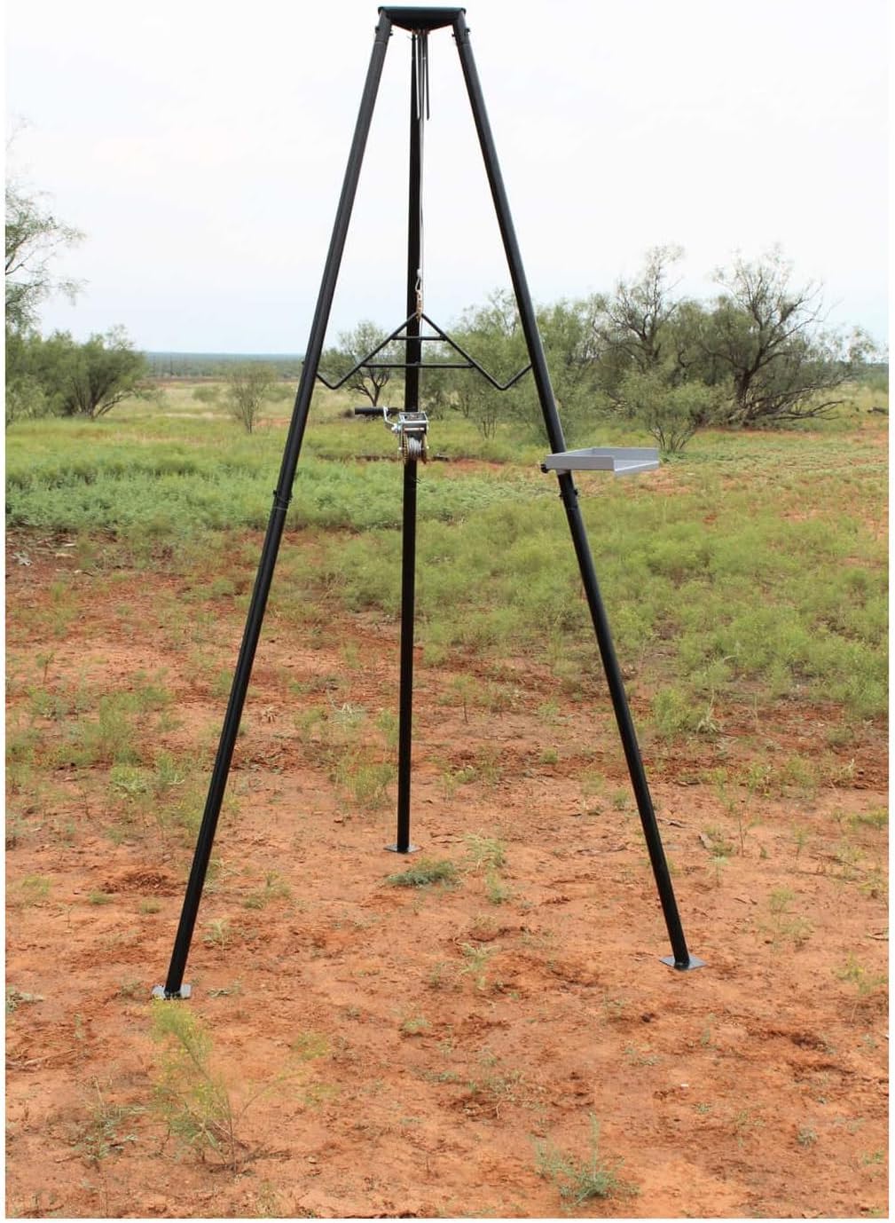 HME Tri-Pod Black Steel Game Hunting Hoist | Economical & Convenient Support Stand | Up to 300 lb. Capacity, 98" Lift Height