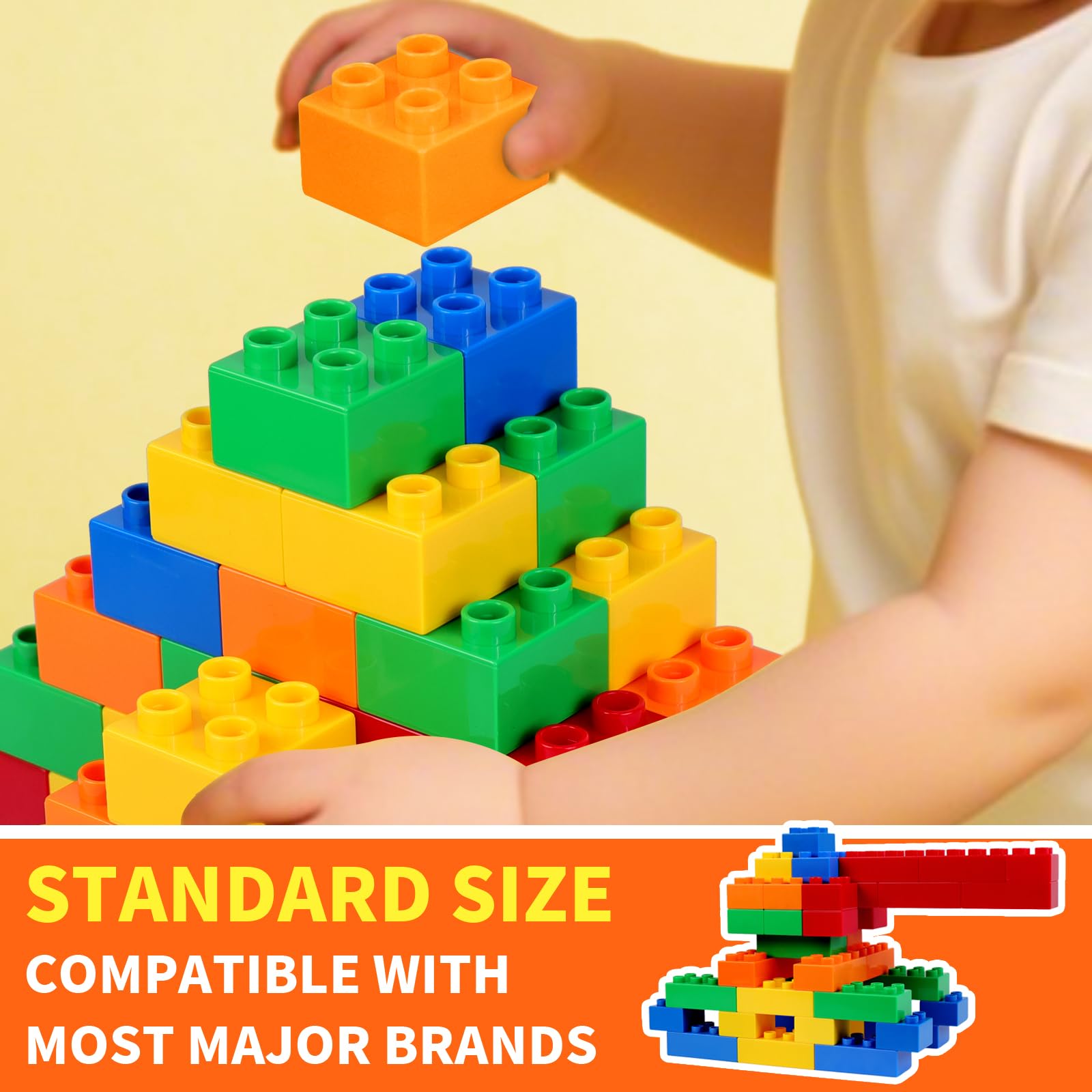 Mattoncini Costruzioni per Bambini 3 4 5 6 Anni - Set da 150 Blocchi Grandi Compatibili - Building Blocks Educativi - Scatola Inclusa - ABS Sicuro.