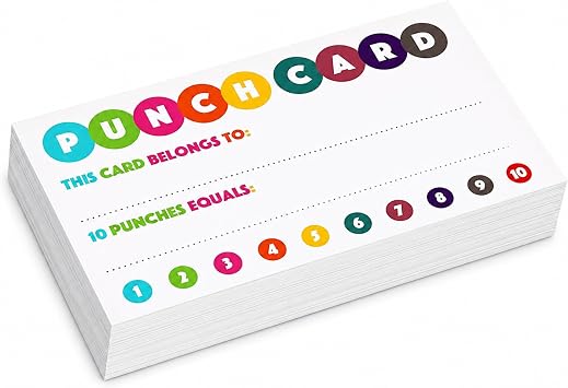 Reskid 500-Pack Extra-Thick Cardstock Punch Cards - 2 x3.5 inches - Classroom, Home, School, Business Loyalty - Motivate, Reward, and Track Progress