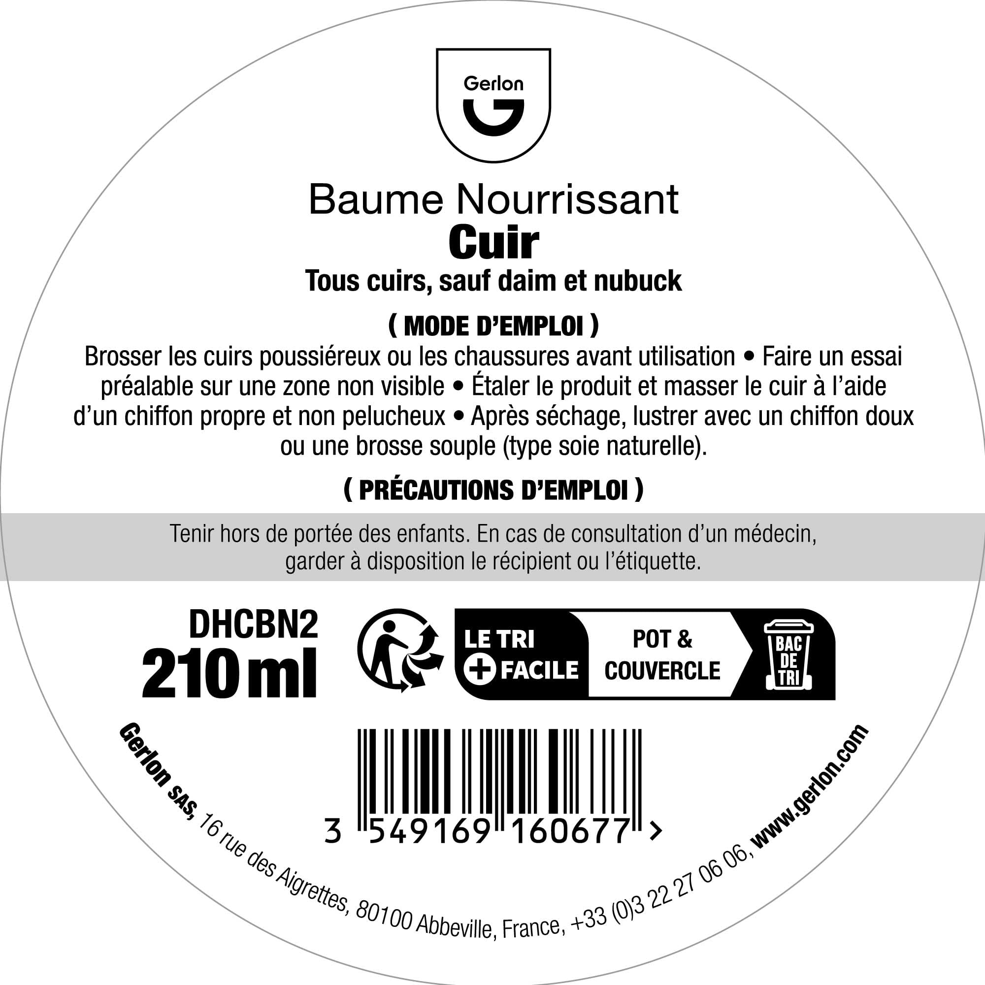 Image secondaire de Baume Nourrissant Gerlon pour Cuir - 210ml Protection Intégrale