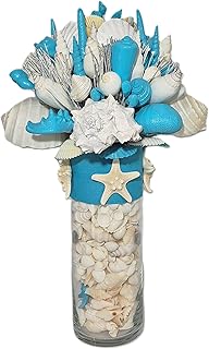Seashell Bouquet with Glass Stand in 5 Colors & 2 Sizes