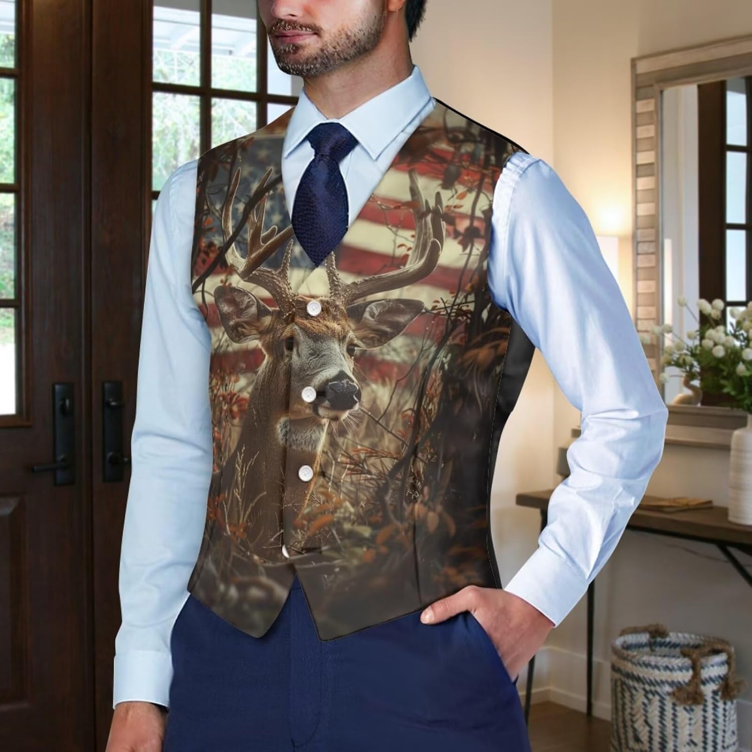 DISNIMO Men's Formal Suit Vest Slim Fit Casual Business Dress Waistcoat Vest Big and Tall
