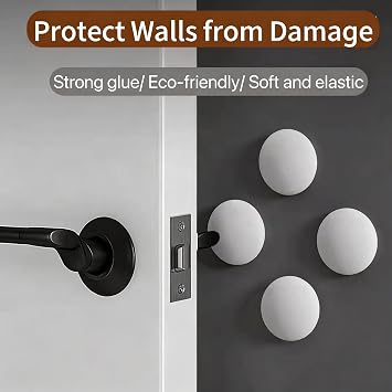 Door Stoppers for Wall, Silicone Door Knob Wall Protector, 2 Round White