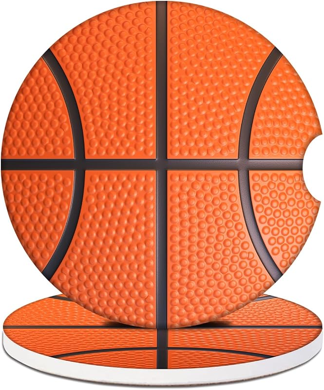 Kit com 2 Porta-Copos para Carro em Cerâmica Estampa Bola de Basquete GAMSJM