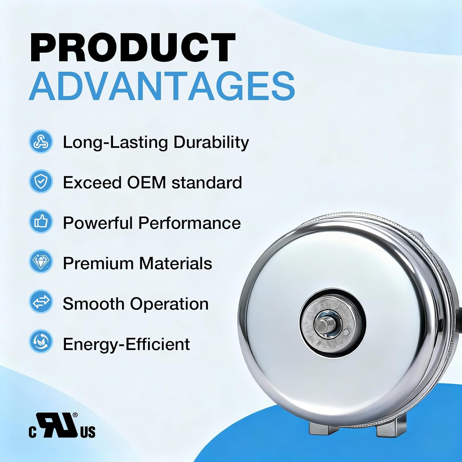 SM5411 Unit Bearing Motor, 115V 9W 1550RPM, CW Rotation, Cast Aluminum Housing, Compatible with Packard & More，50/60Hz