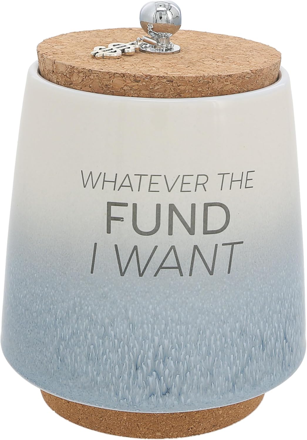 Pavilion - Whatever I Want Fund 6.5-inch Unique Ceramic Piggy Bank Savings Bank Money Jar with Cork Base and Cork Lid, Ombre Blue