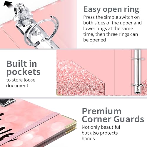 Vista 53 de Lateefah Carpeta de 3 anillas, organizador de carpetas de 1 pulgada para tamaño carta (8.5 x 11 pulgadas) con divisores y bolsillos de 5 pestañas