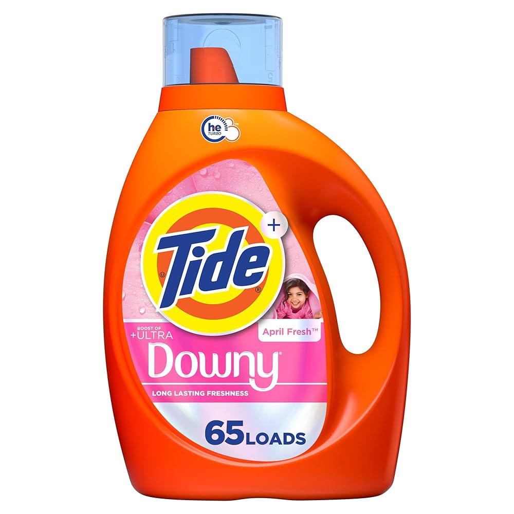 Tide Plus Boost of Ultra Downy Liquid Laundry Detergent, April Fresh Scent, 92 fl oz, 65 Loads, Laundry Detergent Liquid with Long-Lasting Freshness