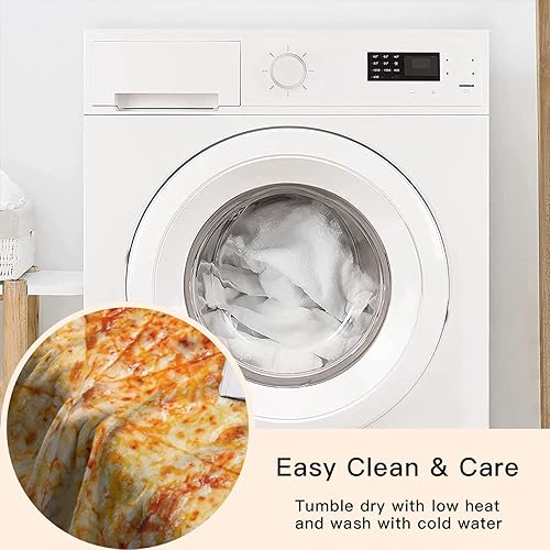 Miniatura 3 de CNOLGIK Manta de pizza de queso, divertida, realista, manta redonda de franela, regalos novedosos para cama, sofá y viajes