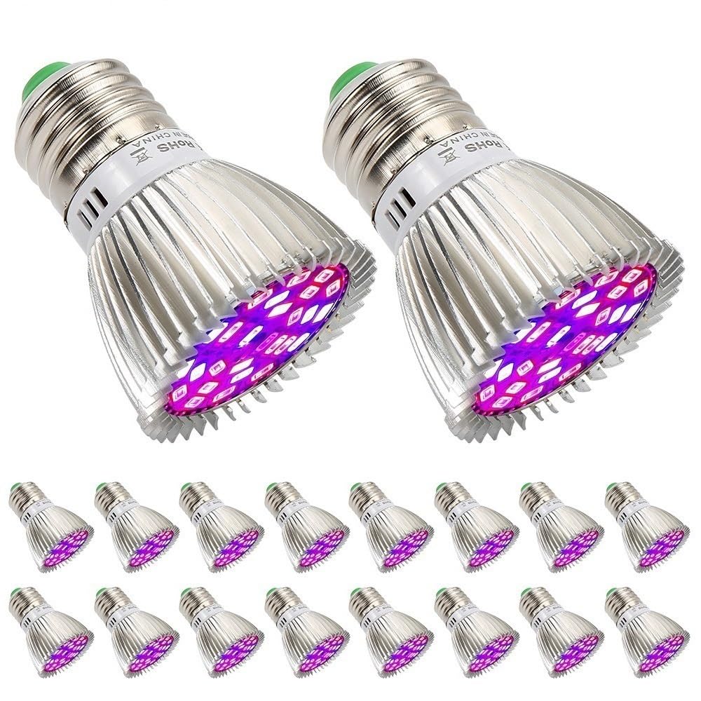 JiuRui LED Lampadine 20pcs / Lot. AC85V-265V E27 28W LED Grow Blow Full Spectrum Plant Crescita PORTATO Lampadina for Giardino Interno Hydroponics Greenhouse Plant Plant Vegs (Dimensione : E27)