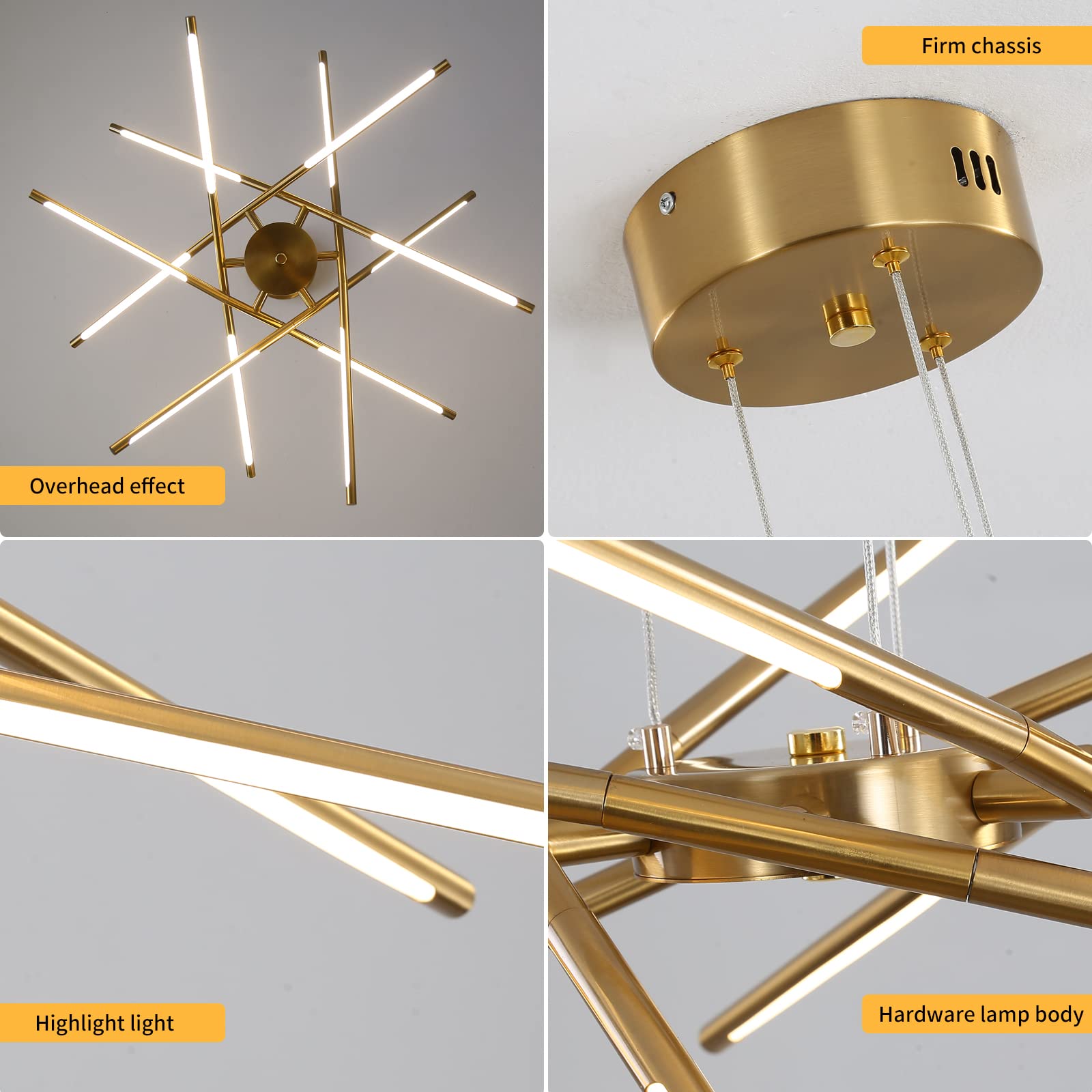 Lampadario moderno a LED Sputnik, con 12 teste per soggiorno, sala da pranzo, cucina, camera da letto