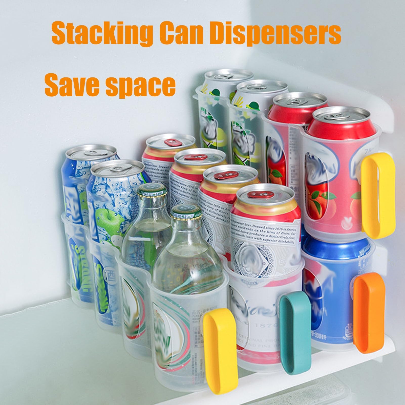 Organizador Latas Nevera Paquete De 4 Estantes Organizadores De Latas Transparentes Para Refrigerador, Soporte Dispensador De Almacenamiento De Bebidas Apilables Para Latas De Refrescos Para Refrigera