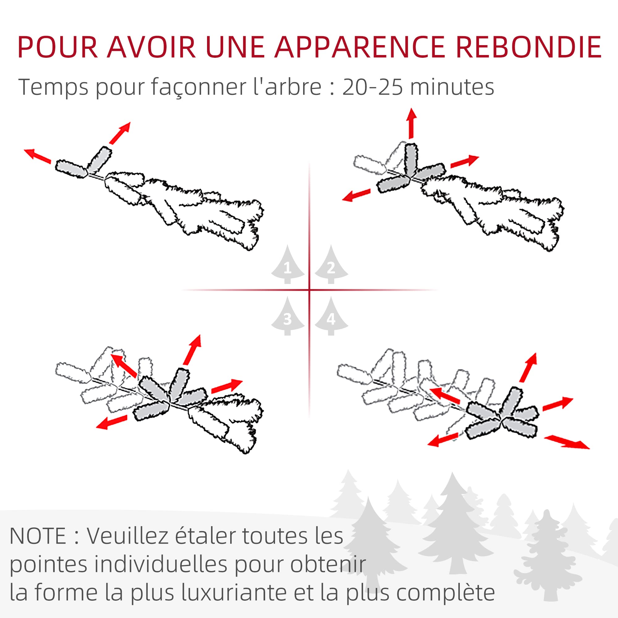 HOMCOM Sapin Arbre De Noël Artificiel 195 cm 556 Branches Vert | 27 Pommes De Pin, Support Pied Pliable