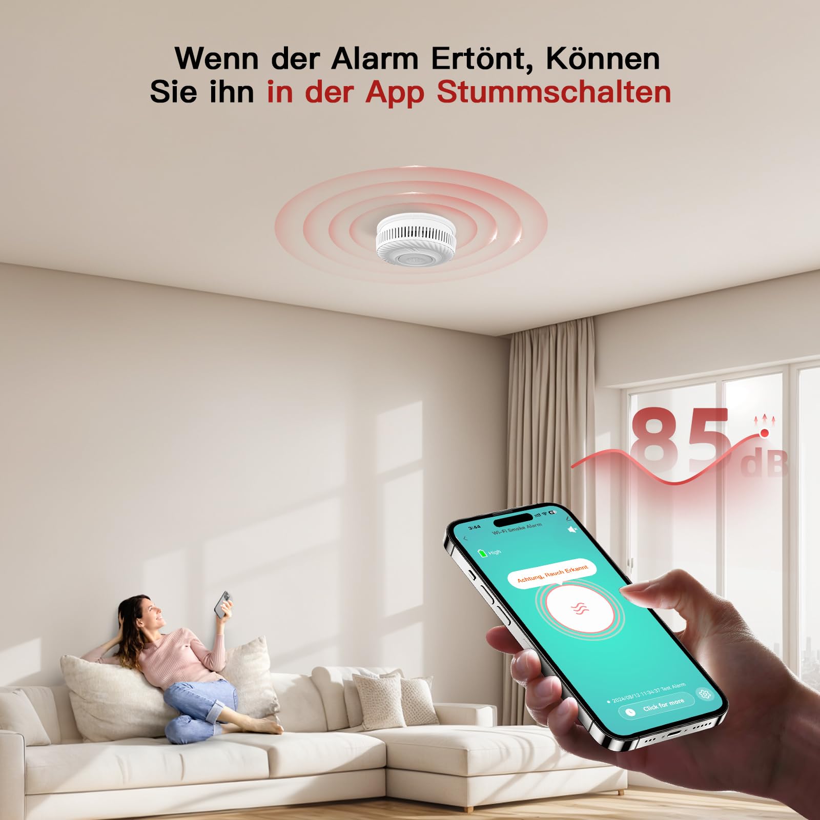 PHYSEN Smart Rauchmelder WLAN 10 Jahre Batterie, Rauchwarnmelder mit Fotoelektrischem Sensor, Brandmelder Entspricht den TÜV Rheinland & EN14604 Zertifiziert, Kompatibel mit Tuya/Smart Life APP, 6St