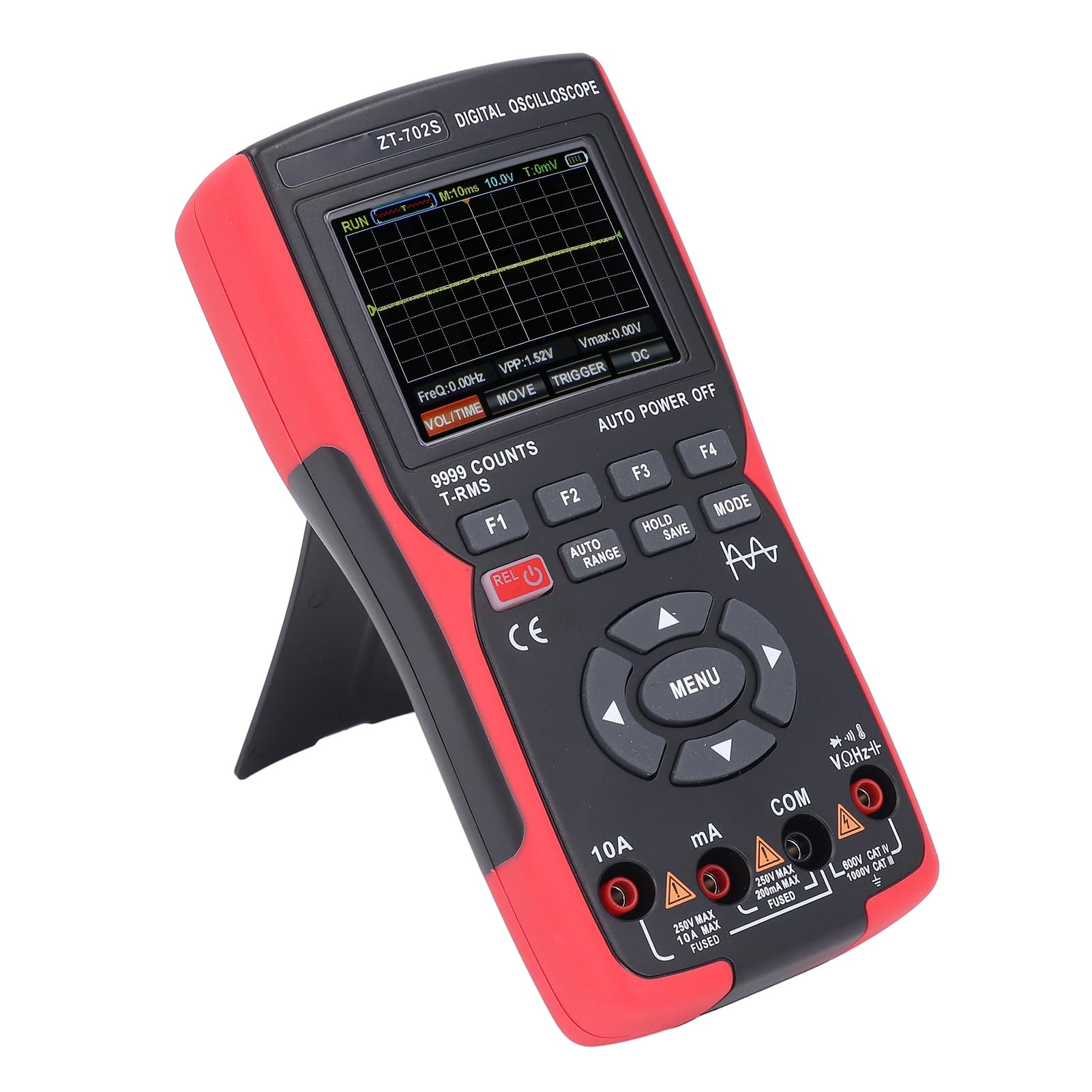 Digitales Oszilloskop-Multimeter, 48MSa S, zählt 10 m Übertragungsbandbreite, Eink-Oszilloskop mit 2 Sonden