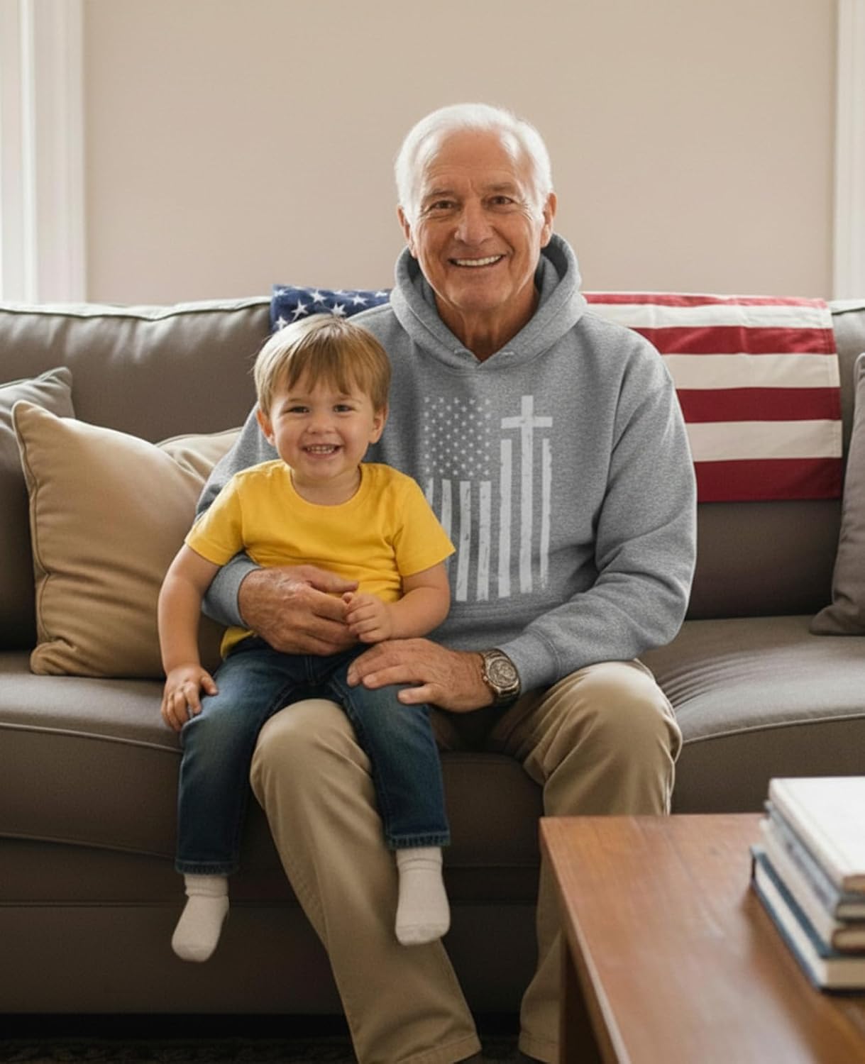 Tstars Mens Cross Hoodie - Christians USA Flag Hoodies for Men - Faith Graphic Pullover - Religious Patriotic Sweatshirt - Image 4