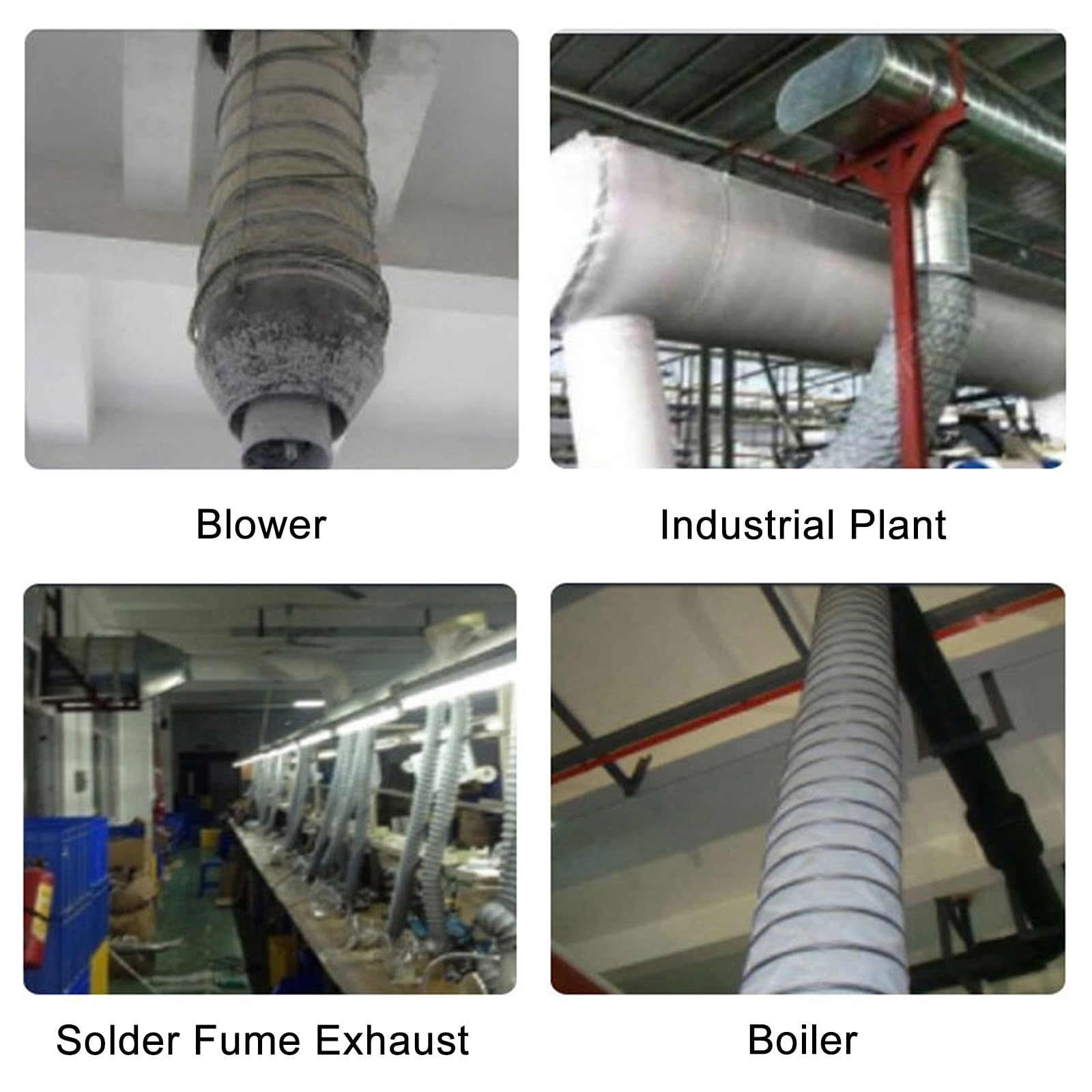 Manguera Escape Flexible, Tubo Flexible Ventilación Aislada Ignífuga, Antideformación, Tubo Evacuacion Aire Portatil para Campana Extractora, Ventilador y Caldera(150mm/6in,2m/6ft)
