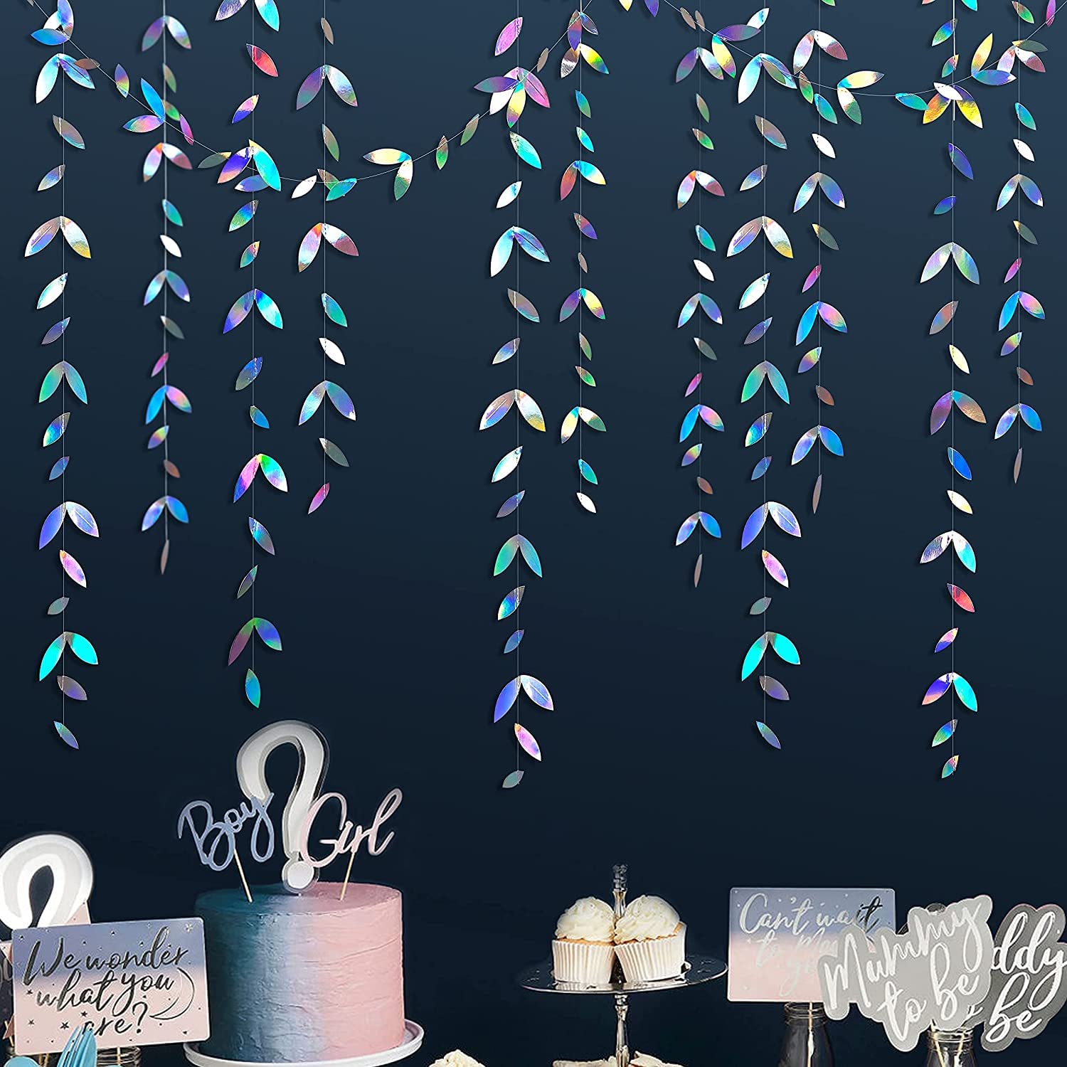Ghirlanda Di Carta Olografica 4 M - Stelle E Cerchi Arcobaleno Per Feste E Compleanni - 3