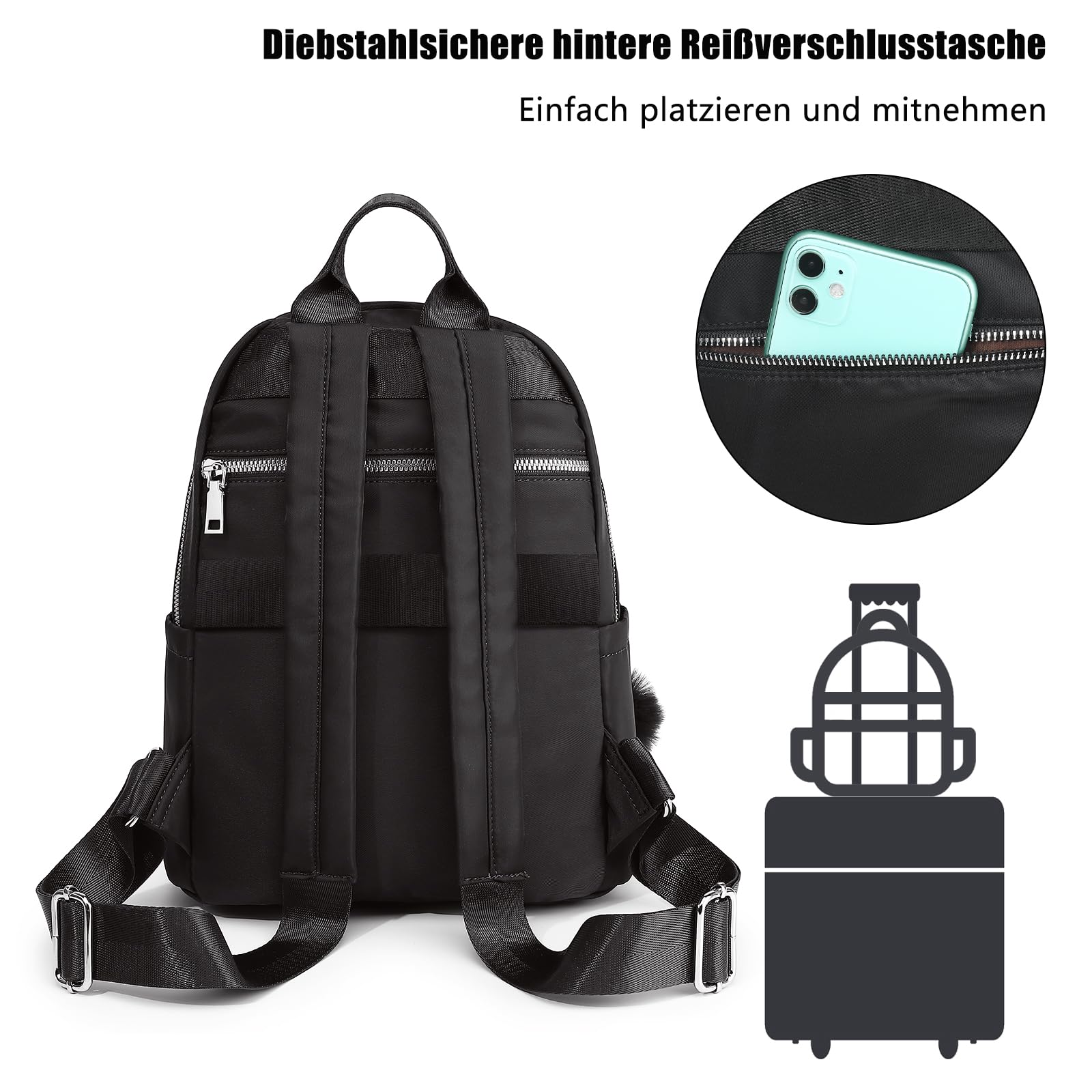 TANTOMI Rucksack Damen Klein, Cityrucksack Wasserdicht Rucksäcke Daypacks Damen Rucksackhandtaschen Rucksack Für Lässig Schule Travel Wandern Arbeit