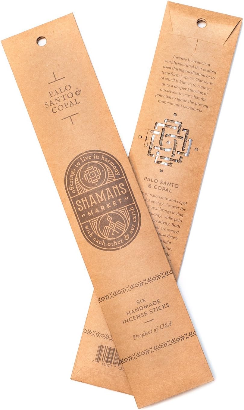 Shamans Market Artisan Palo Santo & Copal Incense Sticks 11 Inch - Hand Rolled Natural Wood Incense - Long Burning Ceremony