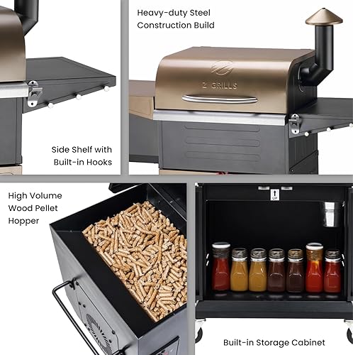 Miniatura 7 de Z GRILLS Parrilla de pellets de madera 600D - Ahumador de barbacoa 8 en 1 con controlador PID 2.1, 572 pies cuadrados en área de cocción para asar y