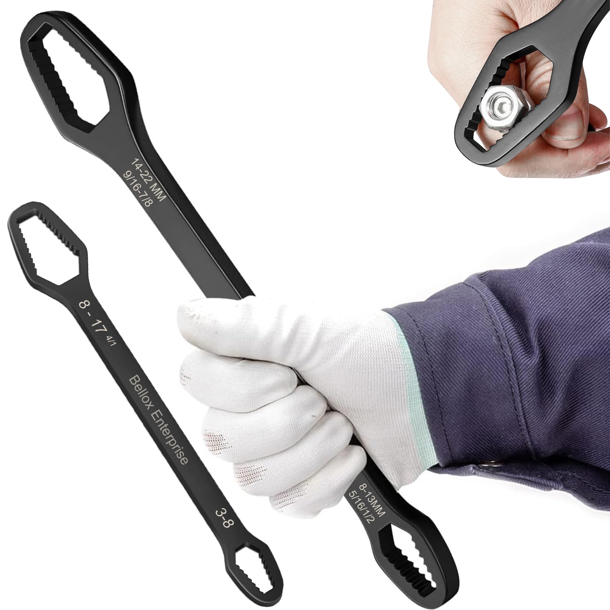 BELLOX ENTERPRISE Universal Torx Wrench Spanner Set 2 Pcs, Double-Ended Self-Tightening Adjustable Hand Wrench Tools for Outdoor Home Car Repair Extra-long (14mm-22mm- 8-13, 8-17mm-3-8mm) (B0C96WRD34) Amazon Price History, Amazon Price Tracker
