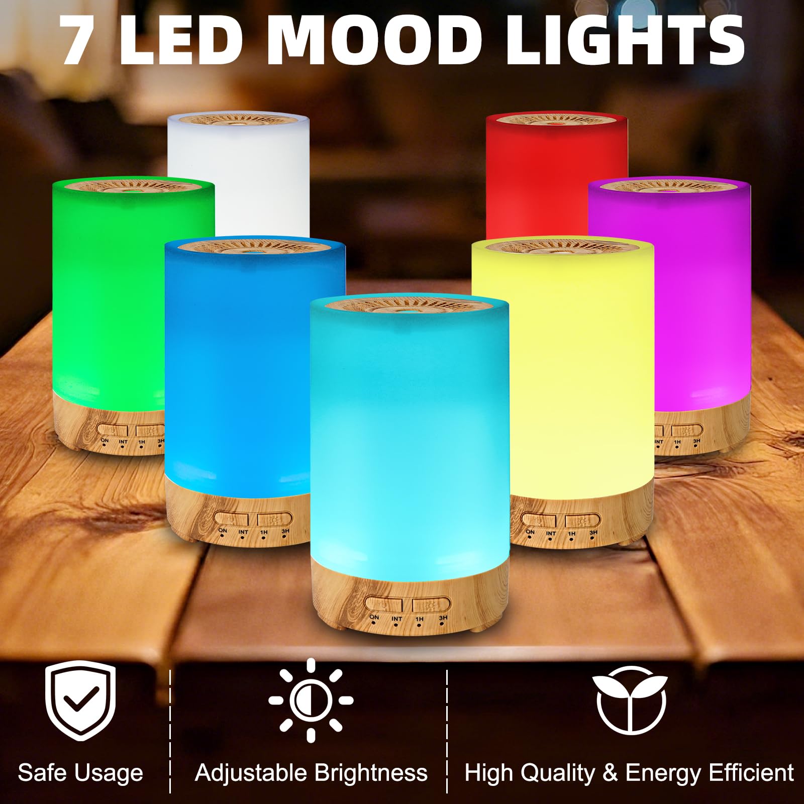 Hout Diffuser, 300ml USB olie geurverspreider luchtbevochtiger met LED kleurwisseling houtnerf voor yoga, salon, spa, woonkamer Hout Diffuser, 300ml USB olie geurverspreider luchtbevochtiger met LED kleurwisseling houtnerf voor yoga, salon, spa, woonkamer