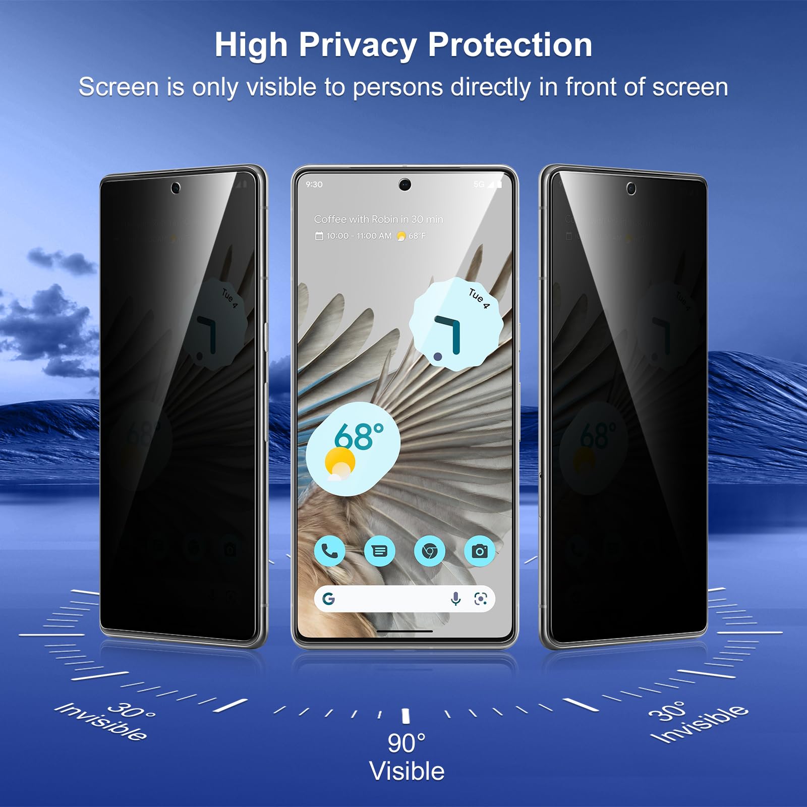 Protection écran Verre Trempé Anti-espion Pour Google Pixel 7 Pro – 2 Pièces, 3D Incurvé, 9H, Confidentialité Totale