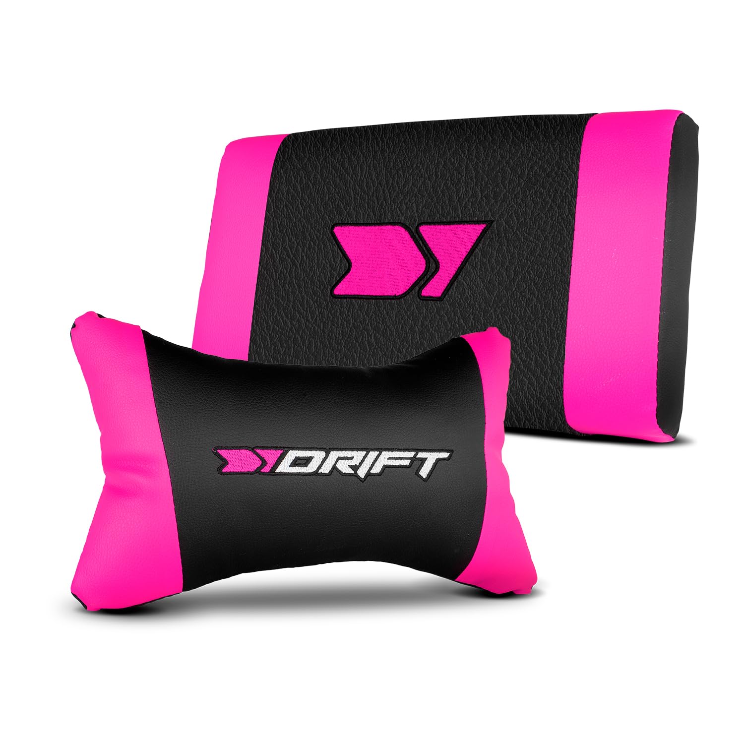 DRIFT GAMING DR35 – Profesjonalny ergonomiczny fotel gamingowy z podparciem lędźwiowym i regulowanymi podłokietnikami 2D, odchylany do 135°, ciche koła, tapicerka ze skóry syntetycznej, Czarny/Fuksja
